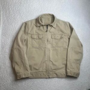 Vintage gap men's tan field coat bomber 90s full zip work pockets distressed L